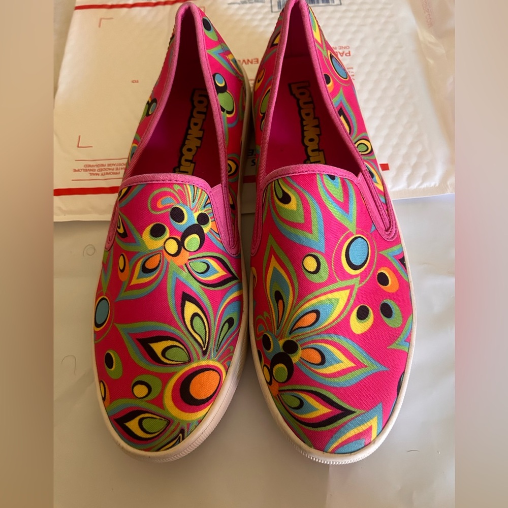 Loudmouth Vienna ladies slip on multi pink sneaker - Picture 3 of 7